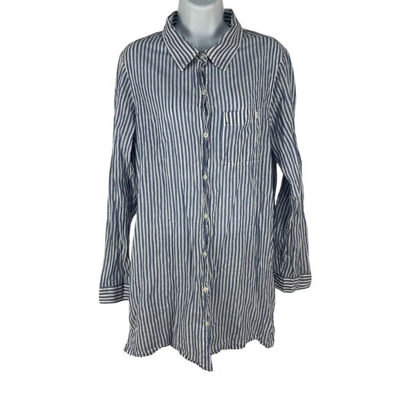 Lauren Ralph Lauren Womens Striped Button-Up Shirt  Size Medium - Picture 1 of 6